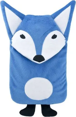 Produktbild von 0,8L Tier-Wärmflasche Öko, Veloursbezug, Kuscheltier, Wärmekissen, Fuchs (blau)