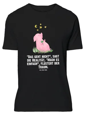 Produktbild von Mr. & Mrs. Panda Größe M T-Shirt Schwein Glück - Schwarz - Geschenk, Tshirt, mit Spruch, Ziele, Herren, Träume, Sterne, Lustige Sprüche, Glücksbringer, Shirt, Motivation