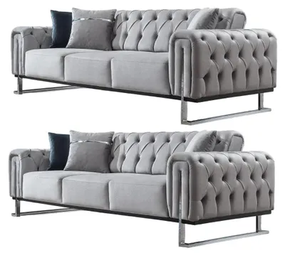 Produktbild von Sofa Set Nova Hellgrau Stellvariante 3+3 Relax- und Bettfunktion, pflegeleichter Mikrofaser Samtstoff