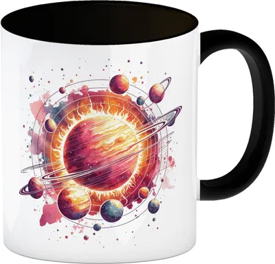 Produktbild von Sonnensystem Planeten Kaffeebecher in schwarz