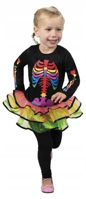 Produktbild von Aster-bal Skelett Mädchenkostüm Größe 98-110 Halloween Party
