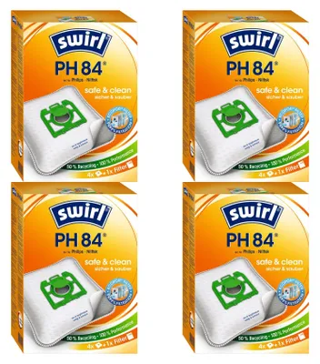 Produktbild von 4 Pakete Swirl Staubsaugerbeutel PH84  / PH 84 EcoPor für Philips Staubsauger Oslo