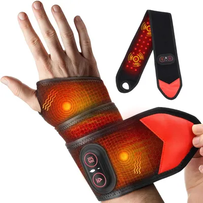Produktbild von Handmassagegerät mit Rotlichtfunktion, Beheizte Handgelenkbandage, Heizkissen für Ellenbogen Handgelenk Knöchel mit 3 Heizmodi