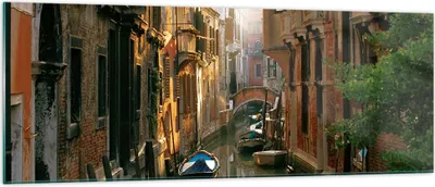Produktbild von Bilder auf glas - Venedig Brücke Wasser Haus - 140x50cm - Glasbilder - Wandbilder - Kunstdruck - zum Aufhängen bereit - Wanddekoration aus Glas - Glas Bilder - Wandbild auf Glas - GAB140x50-2532