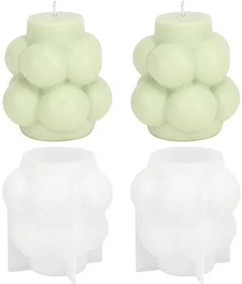 Produktbild von Unyqoos® 2er-Set 3D-Silikonformen Traubenform – hitzebeständige Gießformen für Kerzen, Seife & Kunstharz, wiederverwendbar