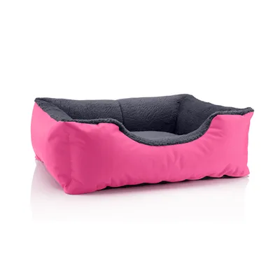 Produktbild von BedDog Hundebett TEDDY, Hundesofa,(M) ca. 70x55x18cm,PINK-ROCK (pink/grau)