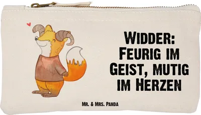 Produktbild von Mr. & Mrs. Panda Federmappe Widder Astologie Größe S Klein - Weiß - Geschenk, Make-Up Tasche, Kosmetikbeutel, Mäppchen, Astrologie, Kulturtasche, Geburtstagsgeschenk