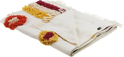 Zdjęcie produktu dla BELIANI Koc wielokolorowy bawełniany 130 x 180 cm z wyszywanym wzorem geometrycznym i frędzlami w stylu boho