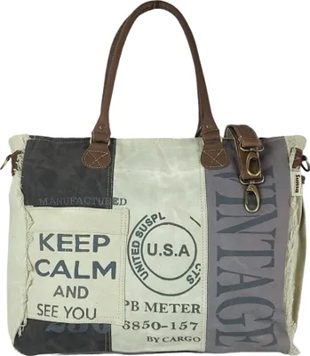 Produktbild von SUNSA 51841 Vintage Shopper Badetasche Schultertasche aus Canvas mit Leder