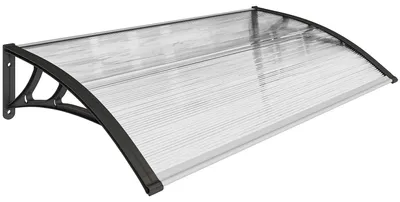 Produktbild von Vordach für Haustür/Fenster, wetterfest, transparent, Aluminium-Verbindungstangen/Polycarbonat, 110 x 60 x 18 cm