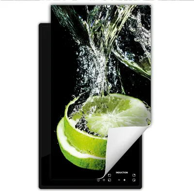 Produktbild von DarHaus Herdabdeckplatte 1 teilig 30x52 cm Anti Rutsch Matte Aufrollbar, schwarz - Limette