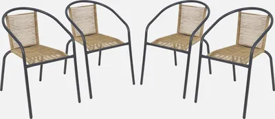 Immagine prodotto di Set 4 poltrone da giardino in resina naturale, Antracite