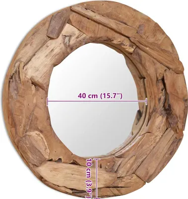 Obrázok produktu pre Dekoratívne zrkadlo z teakového dreva, 60 cm, okrúhle