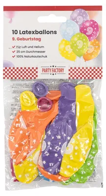 Produktbild von Bunter Latexballons-Mix 9. Geburtstag 10er Pack