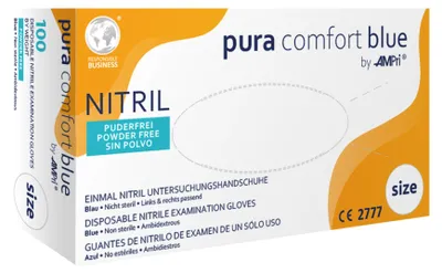 Produktbild von PuraComfort Blue - Nitril-Untersuchungshandschuh - L - 100 Stk.
