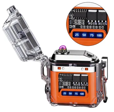 Produktbild von Elektrisches Feuerzeug mit Dual Arc, wind und wetterfest, wiederaufladbar mit LED Anzeige für drinnen und draußen