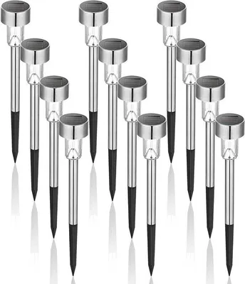 Obrázek produktu pro LED pouliční lampy z nerezové oceli, 12 kusů, bílé, solární napájení