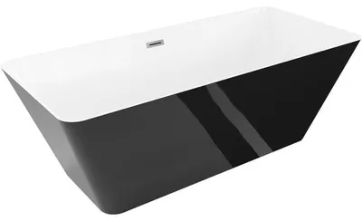 Obrázek produktu pro Mexen Velo Slim volně stojící vana 170 x 75 cm, bílá/černá, přepad kartáčovaný nikl - 52811707575-97