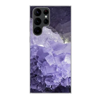 Produktbild von MuchoWow® Handyhülle Schutzhülle Hülle für Samsung Galaxy S22 Ultra Naturstein - Lila - Kristalle Silikon Softcase Handy Hülle - Abbildung