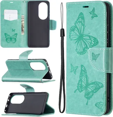 Produktbild von König Design Hülle kompatibel mit Huawei P50 Pro Kunstleder Handyhülle - Handy Case Grün
