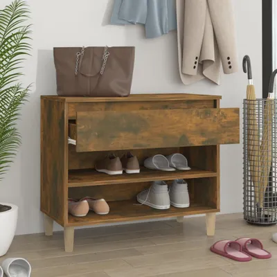Obrázek produktu pro vidaXL Botník kouřový dub 70x36x60 cm materiál na bázi dřeva - Skříň na boty - Botník - Úložný prostor na boty