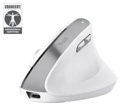 Produktbild von Trust Bayo II, rechts, Vertikale Ausführung, Optisch, RF Wireless, 2400 DPI, Weiß