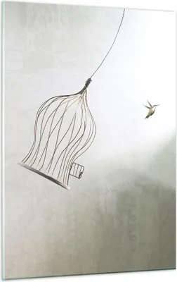Produktbild von Bilder auf glas - Einteilig - Flug Vogel Käfig - 50x70cm - Glasbilder - Wandbilder - Bilder - zum Aufhängen bereit - Wanddekoration aus Glas - Glas Bilder - Wandbild auf Glas - GPA50x70-5085