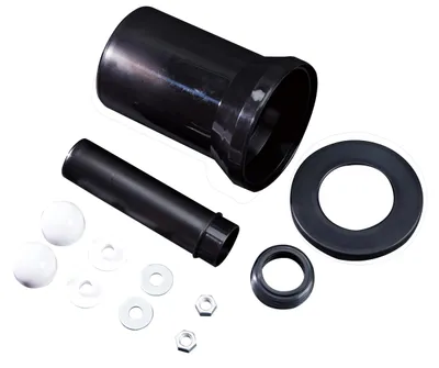 Produktbild von sanicomfort WC Anschlussgarnitur für Wand-WC – Universal Komplettset DN 110 & Ø 45 mm – 180 mm Länge (kürzbar) – Inkl. Dichtungen, Muttern M12 & Abdeckkappen – Anschlussstutzen für Vorwandelemente