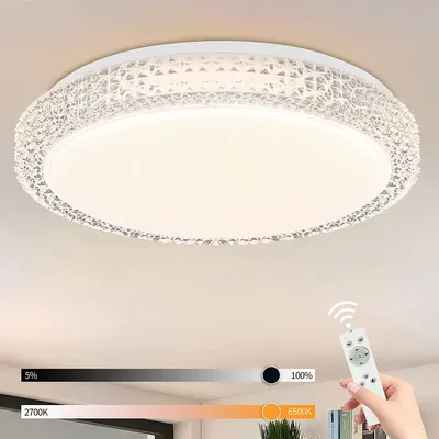 Produktbild von ZMH LED Deckenleuchte Dimmbar CCT Sternhimmel mit Fernbedienung Deckenlampe Rund Kristall 18W 30CM Für Wohnzimmer Schlafzimmer