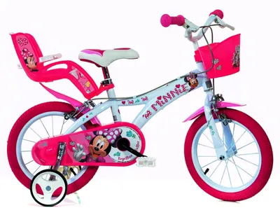 Produktbild von Dino Kinderfahrräder Mädchen Minnie Mouse 16 Zoll 27 cm Mädchen Felgenbremse Weiß/Rosa