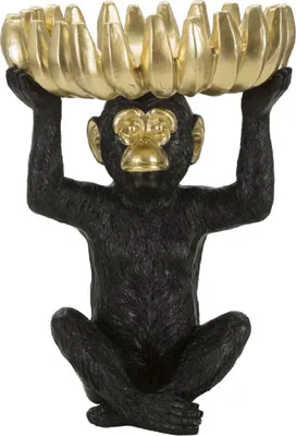 Produktbild von Mauro Ferretti Deko Schale Affe Ø23x31,5 cm schwarz gold glänzend