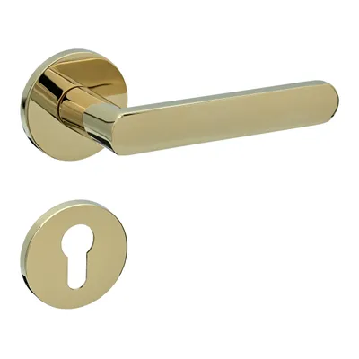 Produktbild von Gavroche Thallium Türgriff-Set PZ Profilzylinder Gold glänzend – Rosette rund