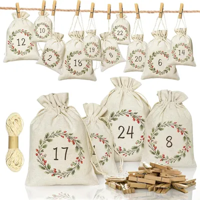 Immagine prodotto di Calendario dell'Avvento da riempire - 24 elementi - Calendario di Natale 2026 - Da riempire personalmente - Grande - Decorazione natalizia