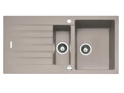 Produktbild von NABER Spüle ANGOLA 150 in CONCRETE mit Drehexcentergarnitur verchromt / Auflagespüle / 60 cm Schrankbreite
