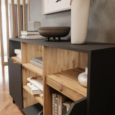 Immagine prodotto di Credenza Vicco Marelle Antracite/Artisan 120 x 81.3 cm con 2 porte, Model 57850