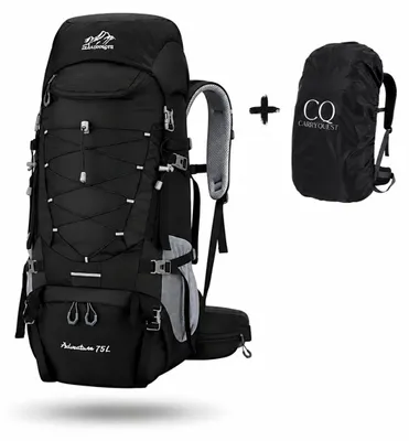 Produktbild von CarryQuest® - Campingrucksack 75L wasserdicht Nylon Schwarz