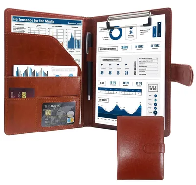 Immagine prodotto di Cartellina A5 con clip e chiusura magnetica, in ecopelle marrone