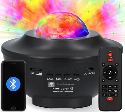 Obrázok produktu pre Led Guľový Hviezdny Projektor S Bluetooth, Časovačom Diaľkového Ovládania, Nastavením Jasu A Hudby