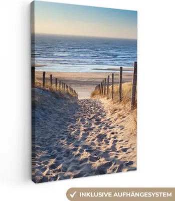 Produktbild von MuchoWow® - Leinwandbilder - Sand - Strand - Düne - Meer - Sommer, Wandbild, Wanddeko Bilder Wohnzimmer, 40x60 cm