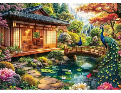 Produktbild von Puzzle 1000 Teile für Erwachsene, Lernspiel Pfauenhaus, Dekoration, Geschenk