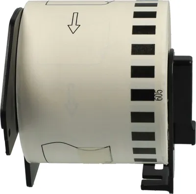Produktbild von vhbw Rolle mit Halter 62mm x 30,48m kompatibel mit Brother P-Touch QL-710W, QL-700, QL650TD Drucker - Selbstklebend, Wiederablösbar Gelb Schwarz