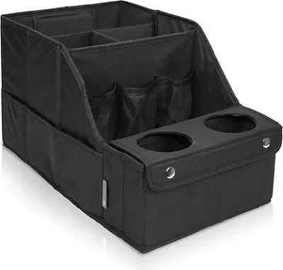 Produktbild von Auto Kofferraum Organizer Faltbare Aufbewahrungsbox, Wasserdicht Sitz Organizer Tasche mit Fächern Schwarz 42.9x24.1x24.1cm Kofferraumtaschen
