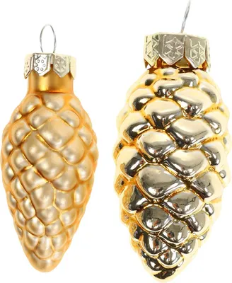 Produktbild von Exklusive Weihnachtsdeko: Goldene Zapfen aus Glas zum Aufhängen 5cm - 14 Stück