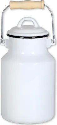 Immagine prodotto di KARL KRÜGER Milchkanne mit Deckel und Klapptragegriff 2 Liter Ø13cm emailliert weiß