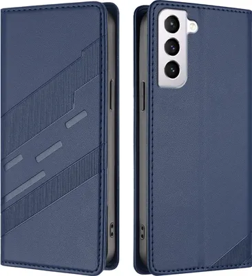 Produktbild von Hülle für Samsung Galaxy S21 5G, Kunstleder Brieftaschen Handyhülle mit Kartenfach und Standfunktion Blau