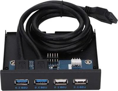 Obrázek produktu pro USB 3.0 a USB 2.0, 2portový 35palcový USB rozbočovač na přední panel s rozšiřujícím slotem pro disketovou mechaniku