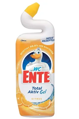 Zdjęcie produktu dla WC-Ente Total Active Gel, WC (toaleta), Środek czyszczący, Żelowy, Butelka, Cytrus, Pomarańczowy, Biały