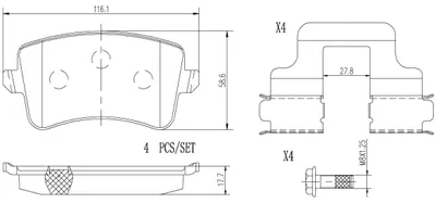 Produktbild von BREMBO Bremsbeläge Satz Hinten für AUDI A4 Avant (8K5, B8) P85100NX