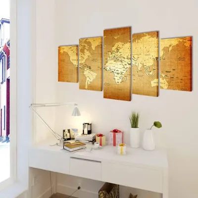 Obrázok produktu pre vidaXL Obrázky Dekorácie Sada Mapa sveta 200 x 100 cm