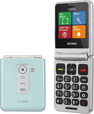 Immagine prodotto di Brondi Telefono Cellulare per Anziani Flip Attivo Verde Dual SIM 2.4" 3 Tasti Rapidi